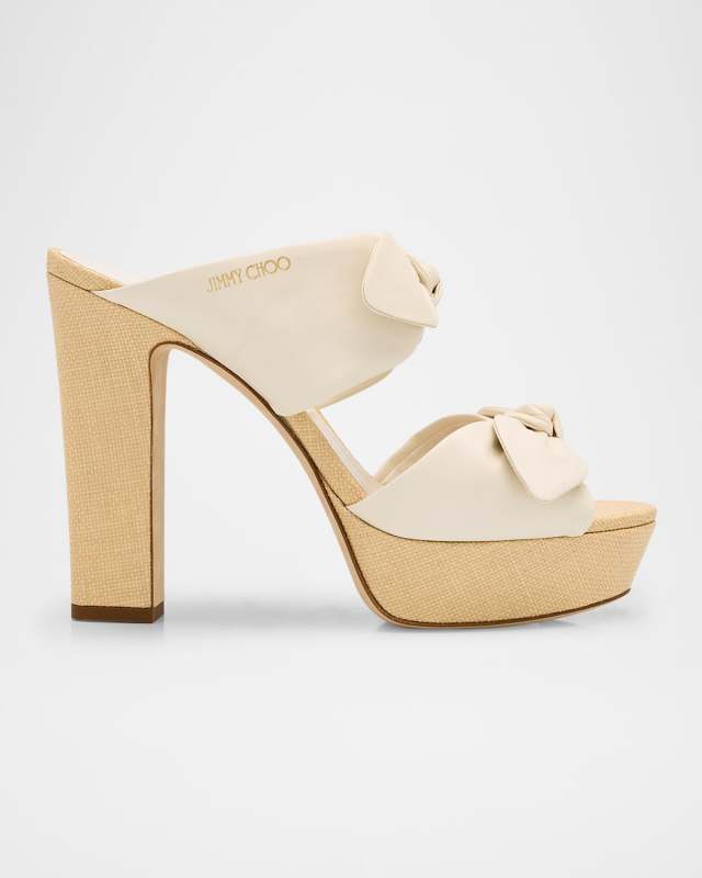 Rua 120 Raffia and Leather Platform Sandals